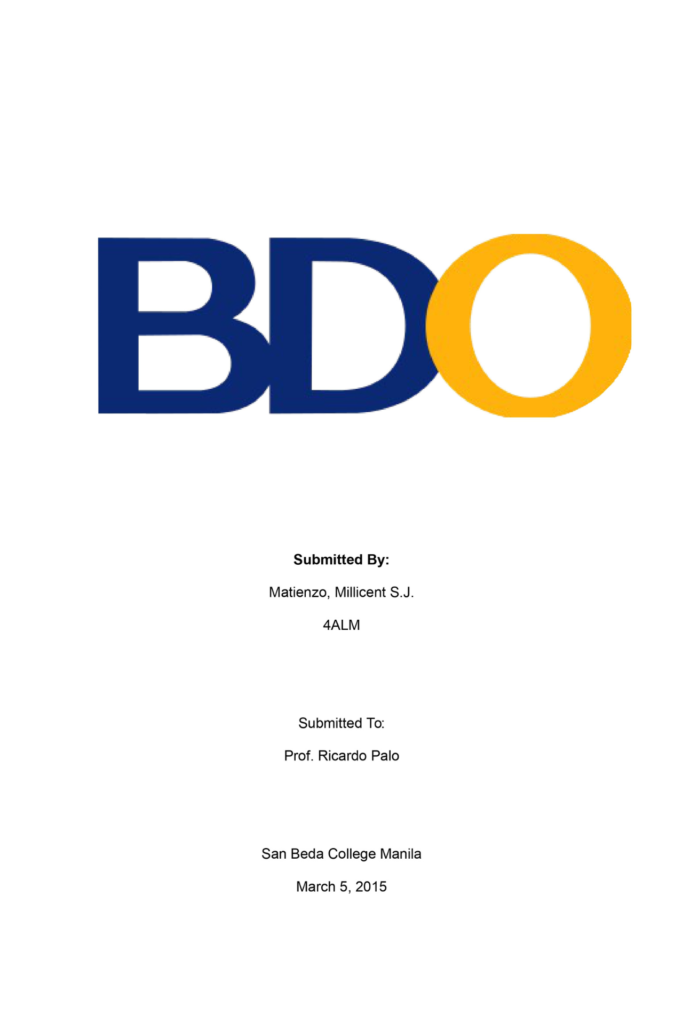 STRATEGIC MANAGEMENT OF BDO (RESEARCH 2)